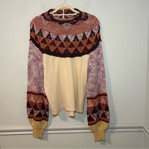 Free People Femme Mock Combo Swit the Small Stuff Mock Neck Sweater Size Large